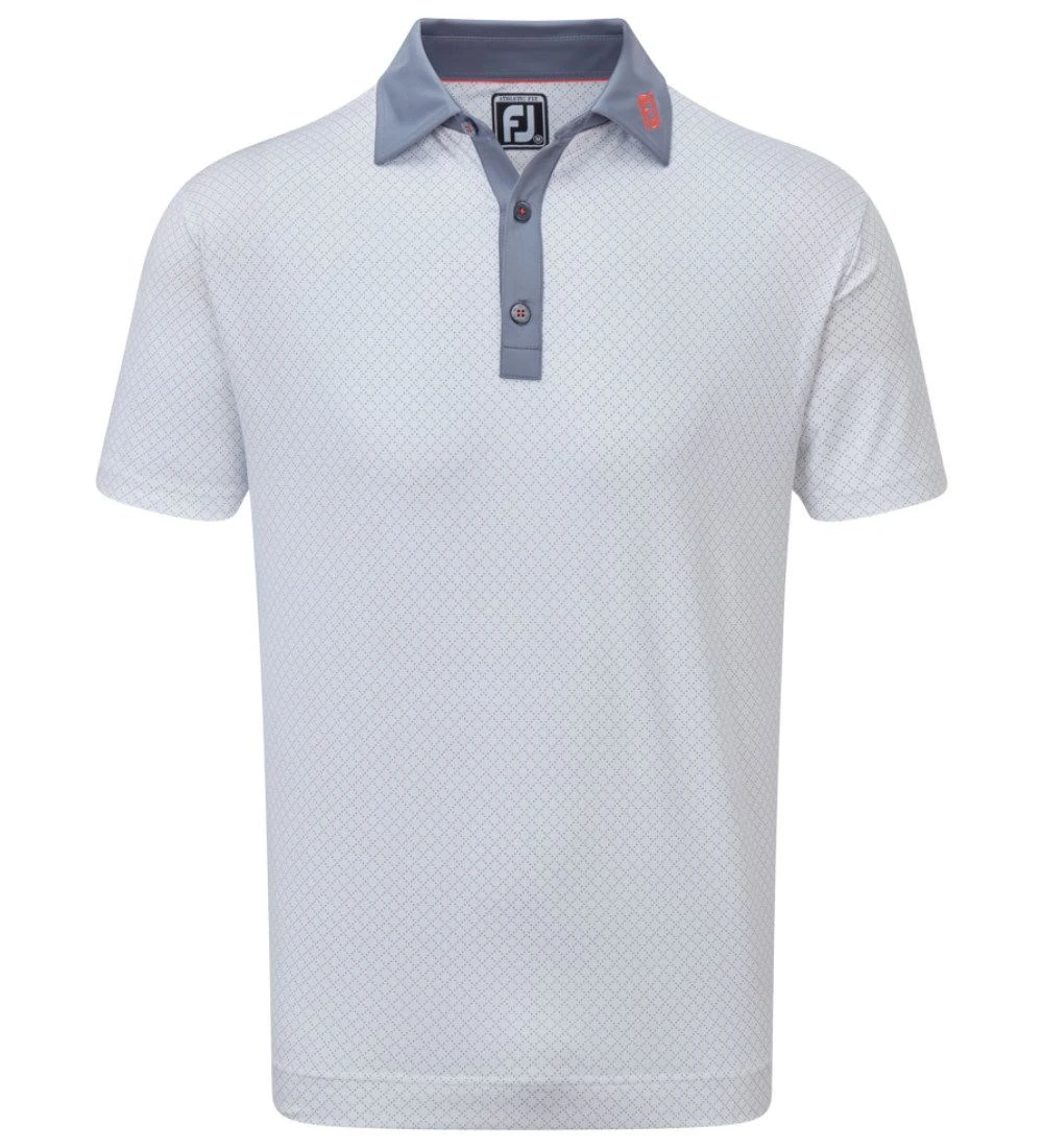 FootJoy Men's Diamond Dot Print Lisle Golf Polo Shirt - Image 2