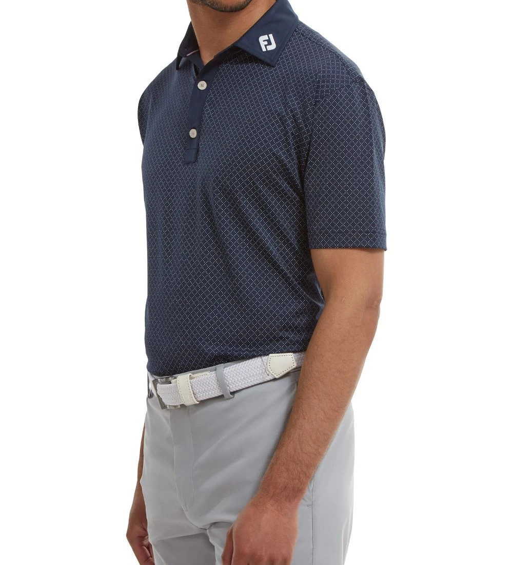 FootJoy Men's Diamond Dot Print Lisle Golf Polo Shirt - Image 8