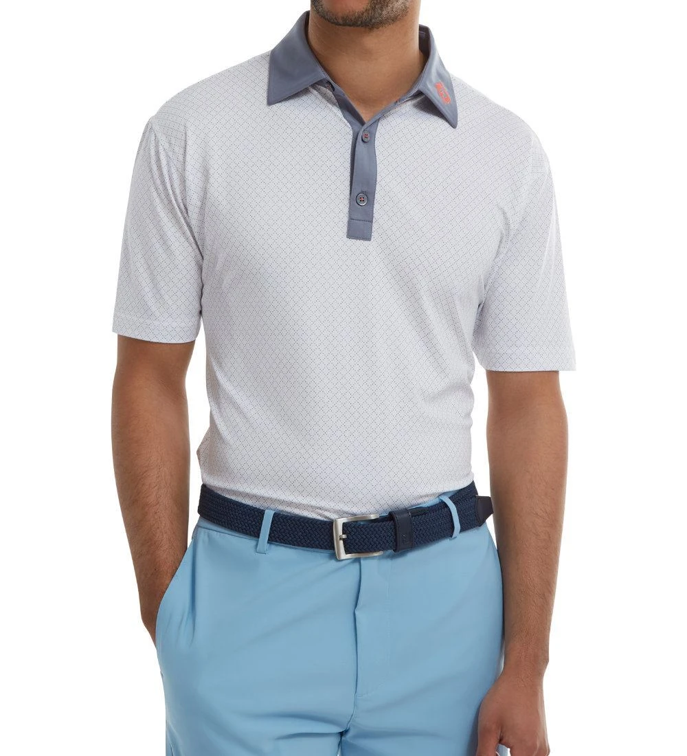 FootJoy Men's Diamond Dot Print Lisle Golf Polo Shirt - Image 9