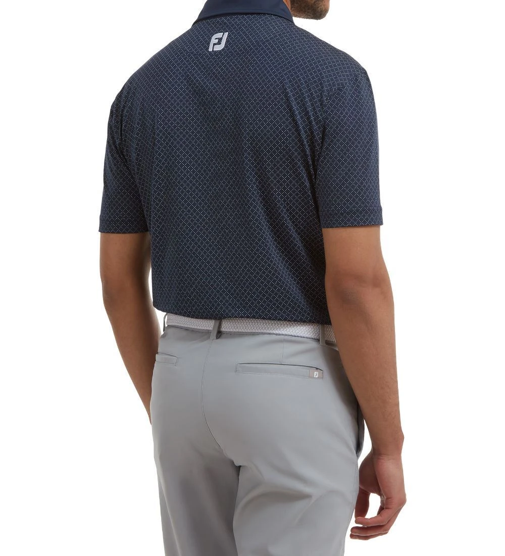 FootJoy Men's Diamond Dot Print Lisle Golf Polo Shirt - Image 10