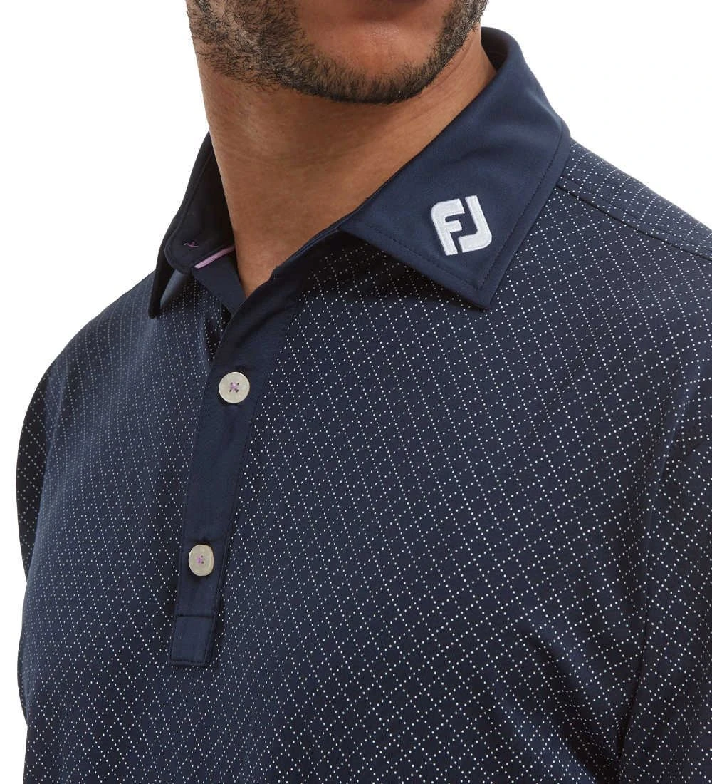 FootJoy Men's Diamond Dot Print Lisle Golf Polo Shirt - Image 13