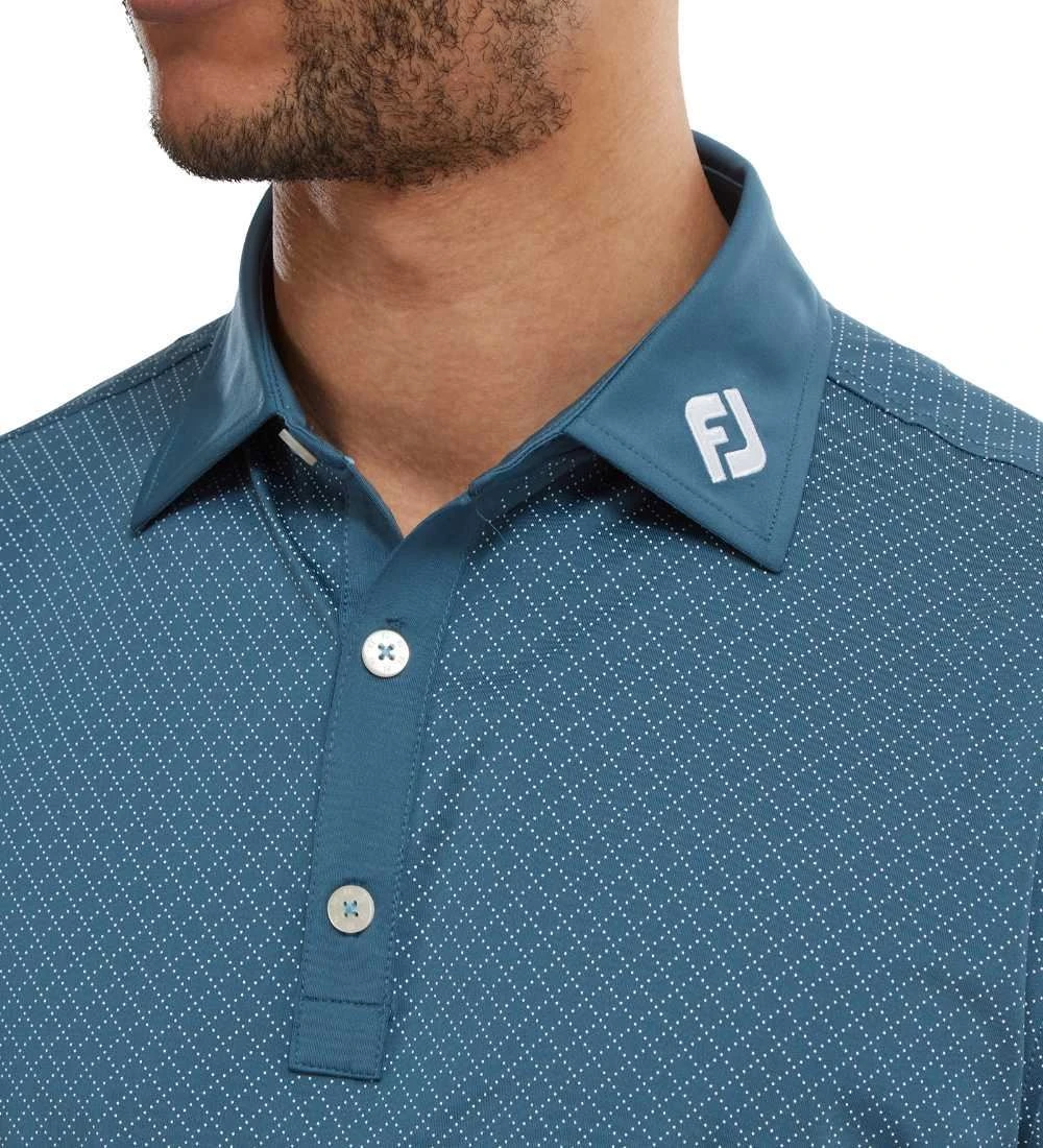 FootJoy Men's Diamond Dot Print Lisle Golf Polo Shirt - Image 15
